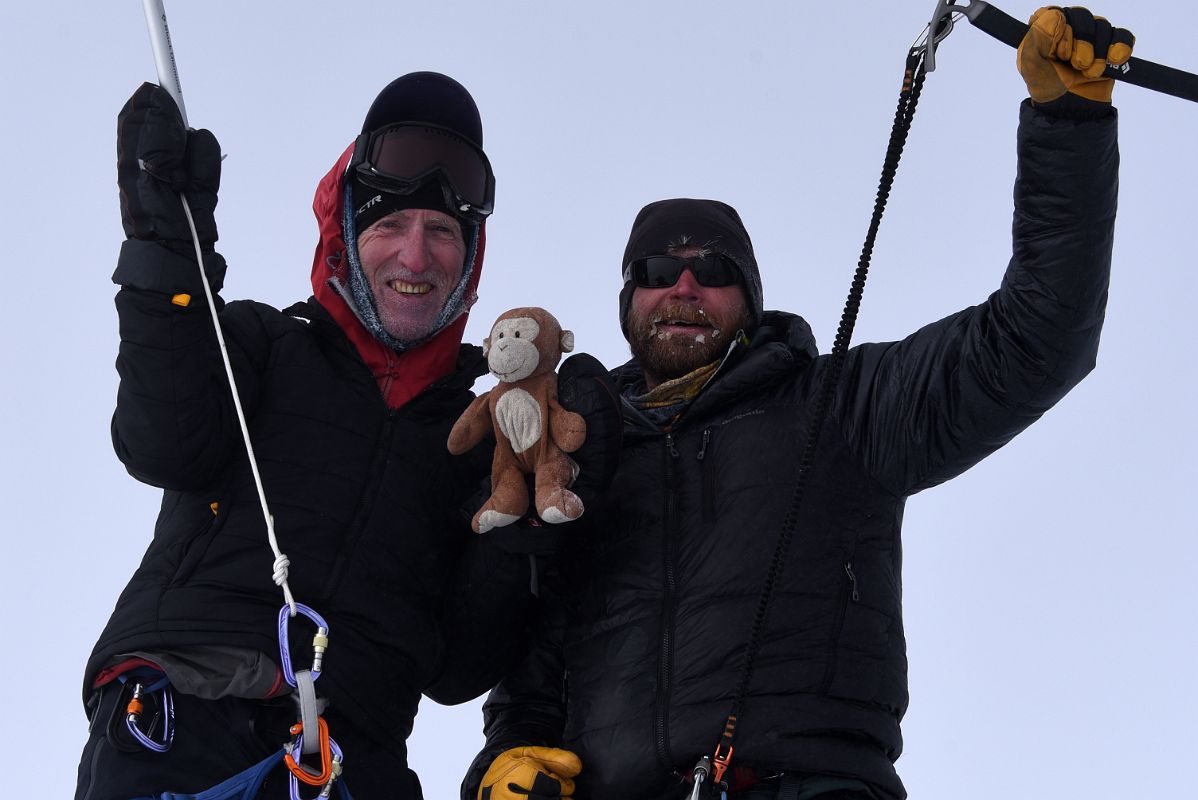 05C Jerome Ryan, Dangles And Guide Josh Hoeschen Close Up On The Mount Vinson Summit